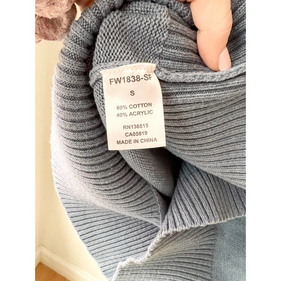 HARPER LANE Women's Dusty Blue Long Ribbed Sleeve Crew Neck Knit Sweater sz S - Picture 6 of 6